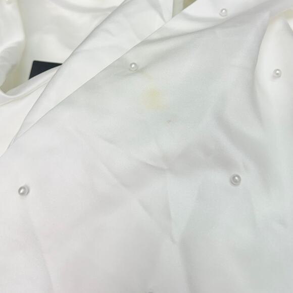 Lulus Posh Behavior White Pearl Bow One-Shoulder Mini Dress size M NWT - Picture 6 of 7